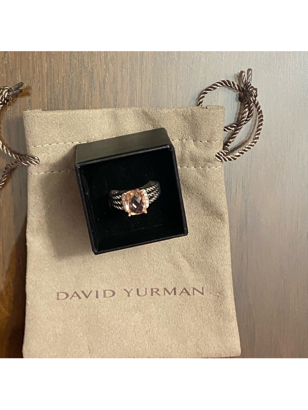 David Yurman Morganite and diamond petite Wheaton ring size 8.5 - Picture 8 of 11
